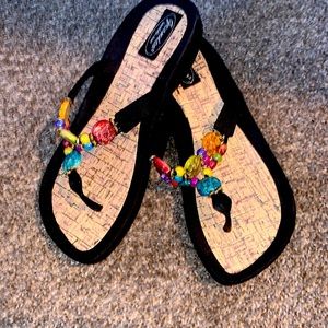 Sandals with multi-colored beading, size 9, NWOT